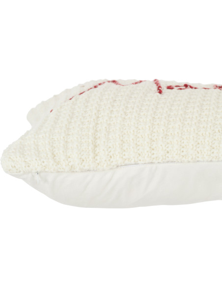 Coussin XL Rectangulaire Home 60x40 en Tissu acrylique Blanc Rouge Message Maison - 3