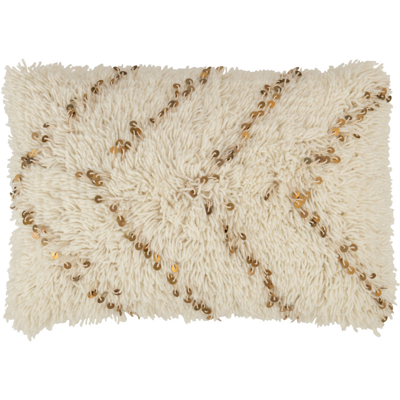 Coussin Rectangulaire Mynéos 60x40 en Coton Blanc Sequin Doré - 1