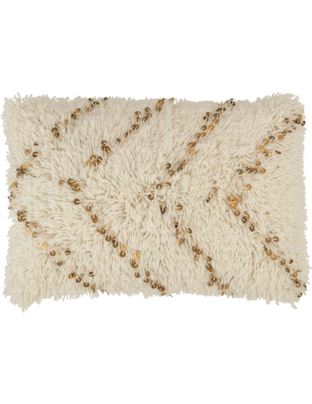 Coussin Rectangulaire Mynéos 60x40 en Coton Blanc Sequin Doré - 1