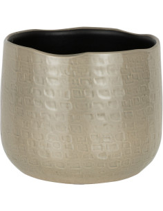 Cache-pot en Céramique Gris clair Aloko Diamètre 22 cm Motif carrés - 1