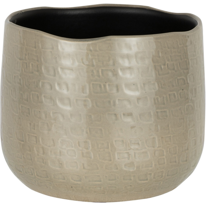 Cache-pot en Céramique Gris clair Aloko Diamètre 22 cm Motif carrés - 1