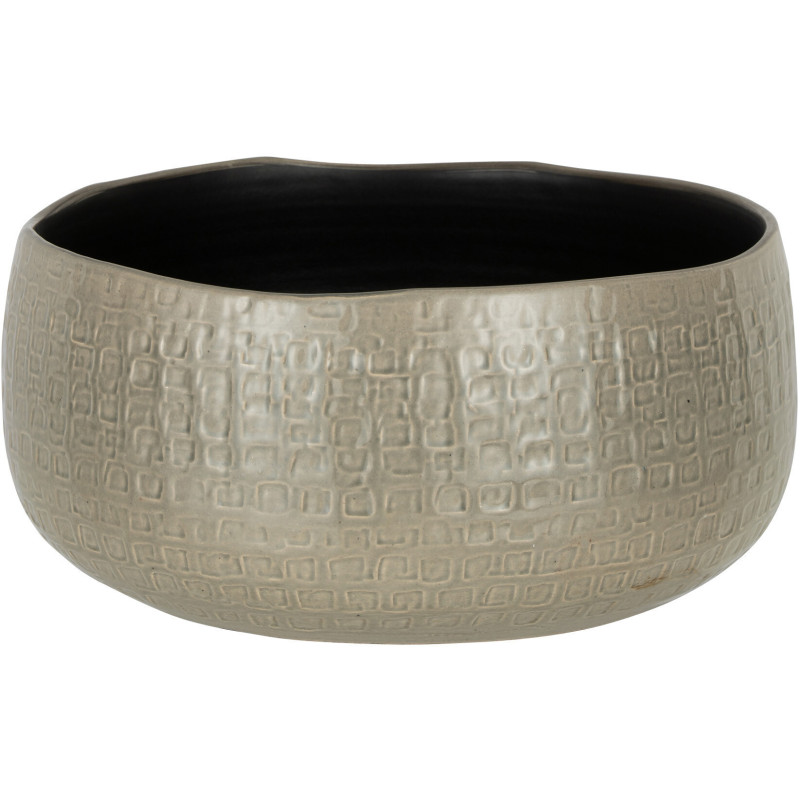 Cache-pot bas en Céramique Gris clair Aloko Diamètre 32 cm Motif carrés - 1