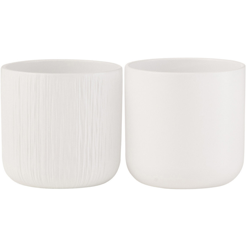 Cache-pot en Céramique Blanc Gen Diamètre 11 cm (Lot de 2) - 1