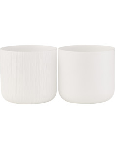 Cache-pot en Céramique Blanc Gen Diamètre 13 cm (Lot de 2) - 1