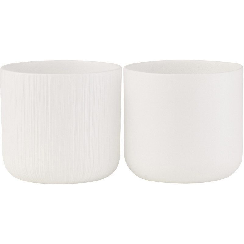 Cache-pot en Céramique Blanc Gen Diamètre 13 cm (Lot de 2) - 1