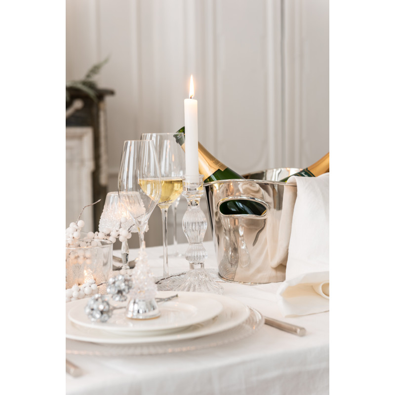 Bougeoir design sur pied Boules Hauteur 20 cm en Verre Transparent Aliyaan - 2