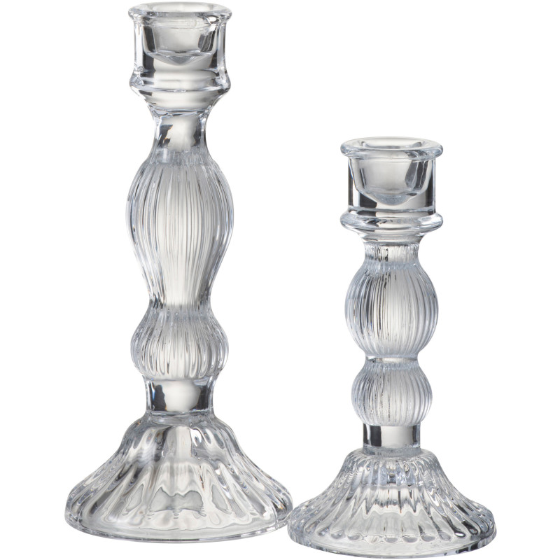 Bougeoir design sur pied Boules Hauteur 20 cm en Verre Transparent Aliyaan - 3