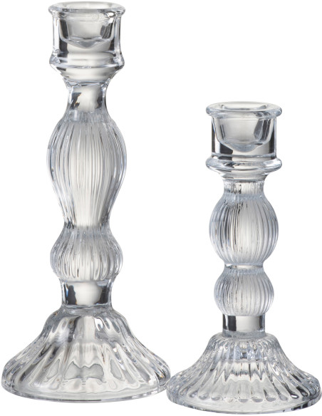 Bougeoir design sur pied Boules Hauteur 20 cm en Verre Transparent Aliyaan - 3