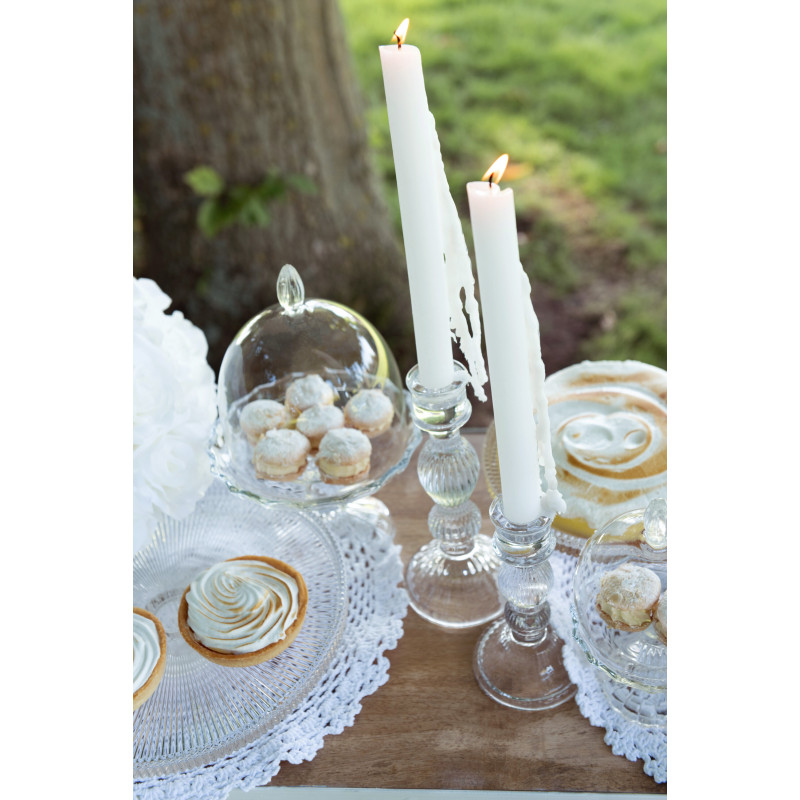 Bougeoir design sur pied Boules Hauteur 20 cm en Verre Transparent Aliyaan - 4