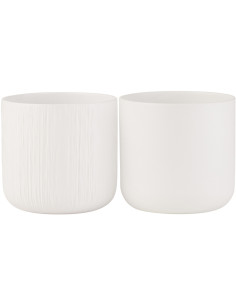 Cache-pot en Céramique Blanc Gen Diamètre 15 cm (Lot de 2) - 1