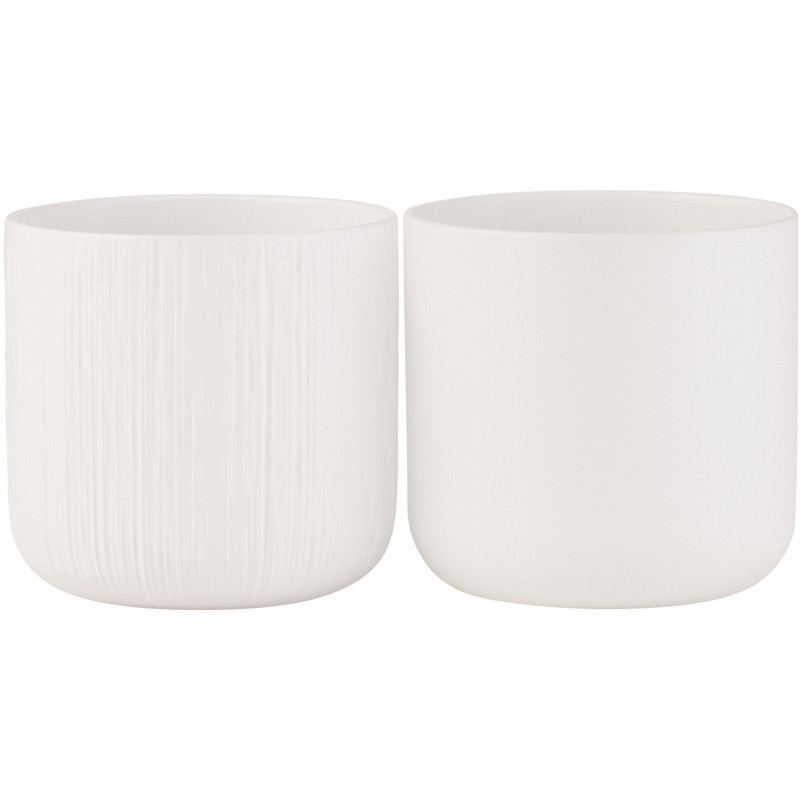 Cache-pot en Céramique Blanc Gen Diamètre 15 cm (Lot de 2) - 1