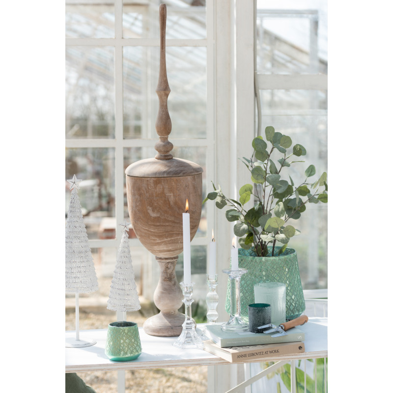 Bougeoir design sur pied Boules Hauteur 20 cm en Verre Transparent Aliyaan - 10