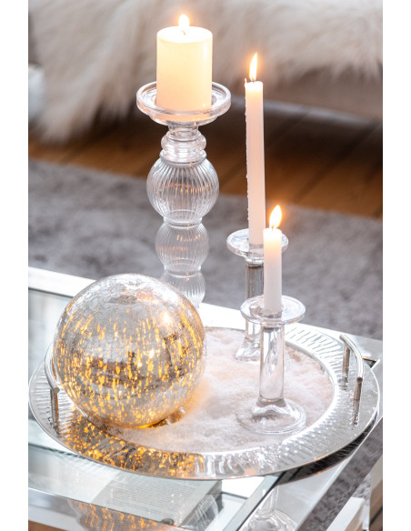 Bougeoir design sur pied Hauteur 18 cm en Verre Transparent Arman - 2