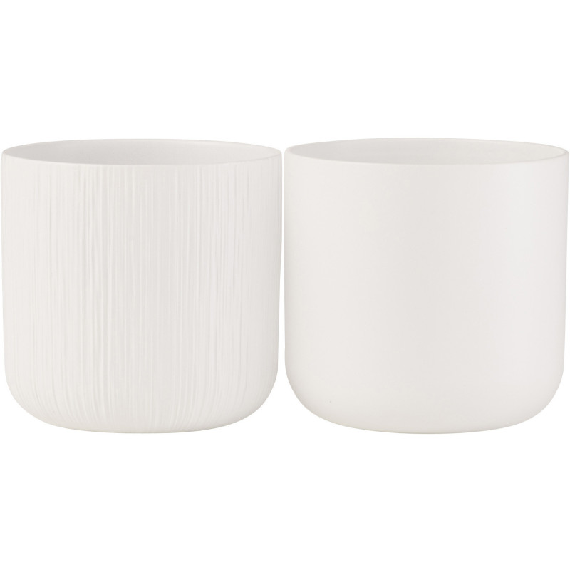 Cache-pot en Céramique Blanc Gen Diamètre 18 cm (Lot de 2) - 1
