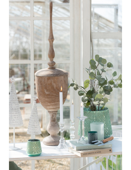 Bougeoir design sur pied Hauteur 18 cm en Verre Transparent Arman - 8