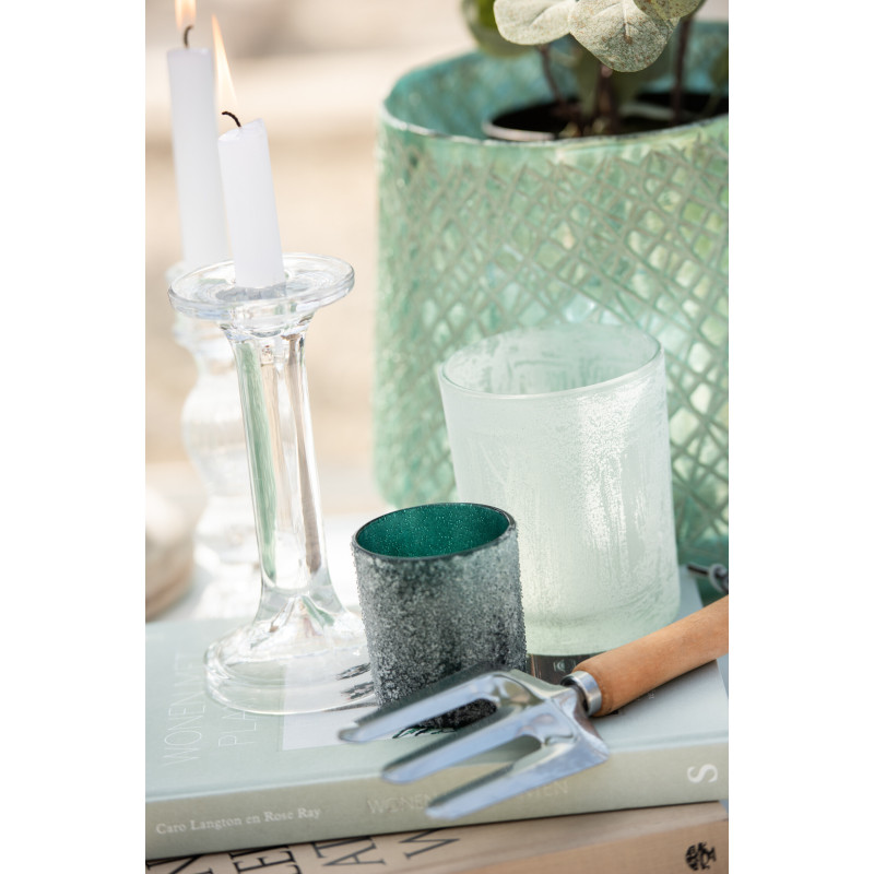 Bougeoir design sur pied Hauteur 18 cm en Verre Transparent Arman - 9