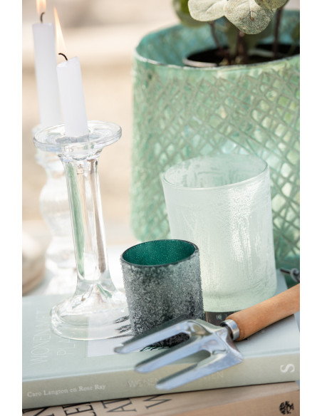 Bougeoir design sur pied Hauteur 18 cm en Verre Transparent Arman - 9