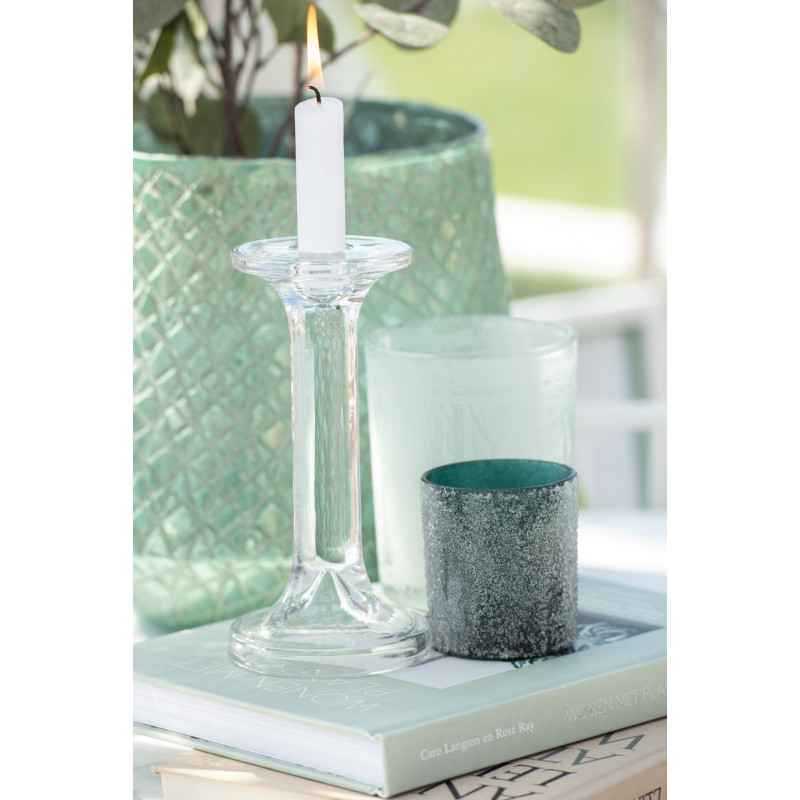 Bougeoir design sur pied Hauteur 18 cm en Verre Transparent Arman - 10