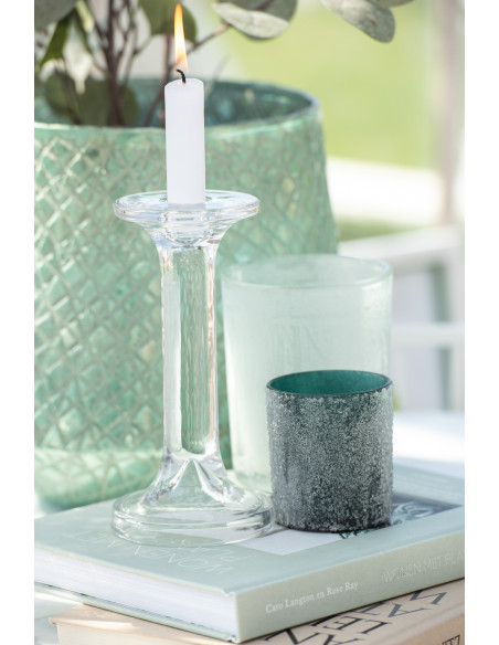 Bougeoir design sur pied Hauteur 18 cm en Verre Transparent Arman - 10