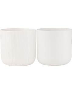 Cache-pot en Céramique Blanc Gen Diamètre 20 cm (Lot de 2) - 1