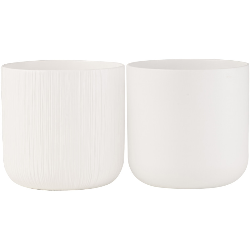 Cache-pot en Céramique Blanc Gen Diamètre 20 cm (Lot de 2) - 1