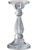 Bougeoir Tibo H20 cm en verre transparent nervuré