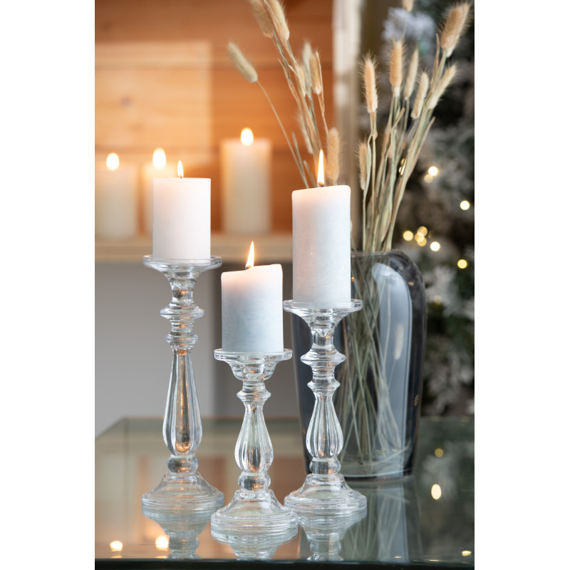 Bougeoir En Verre Transparent YURENA - 6 Cm De Haut, 5 Cm De Diamètre, Pour Bougies Chandelles