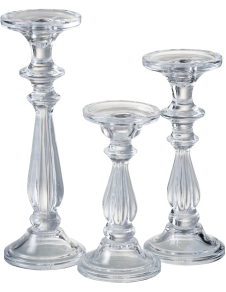 Bougeoir design sur pied XL Hauteur 30 cm en Verre Transparent Tibo - 3