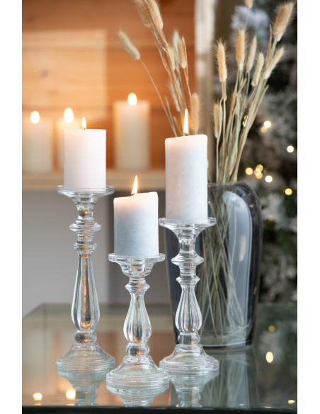 Bougeoir design sur pied XL Hauteur 30 cm en Verre Transparent Tibo - 4