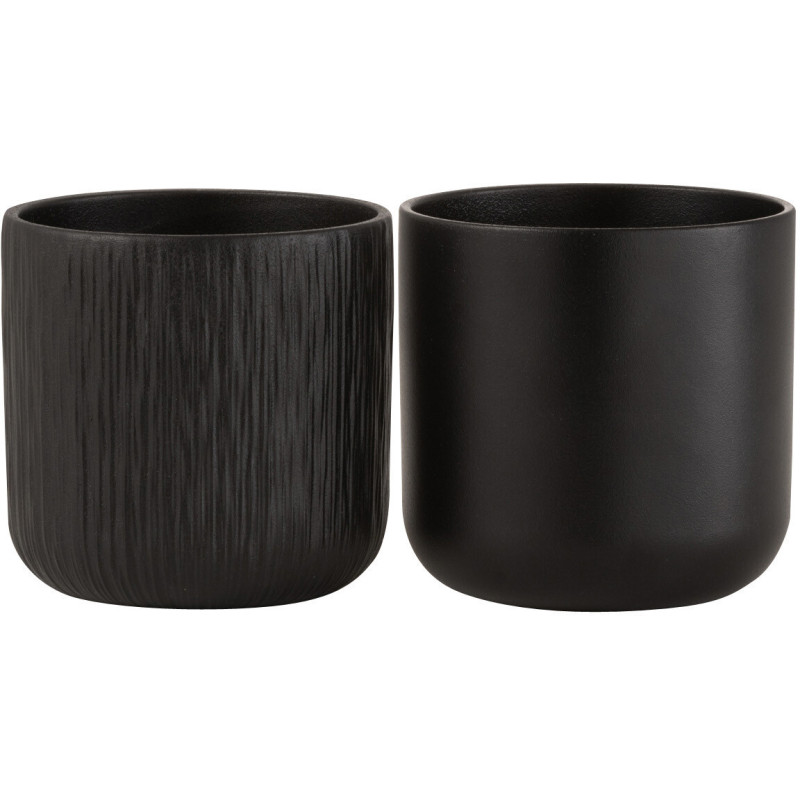 Cache-pot en Céramique Noir Gen Diamètre 11 cm (Lot de 2) - 1