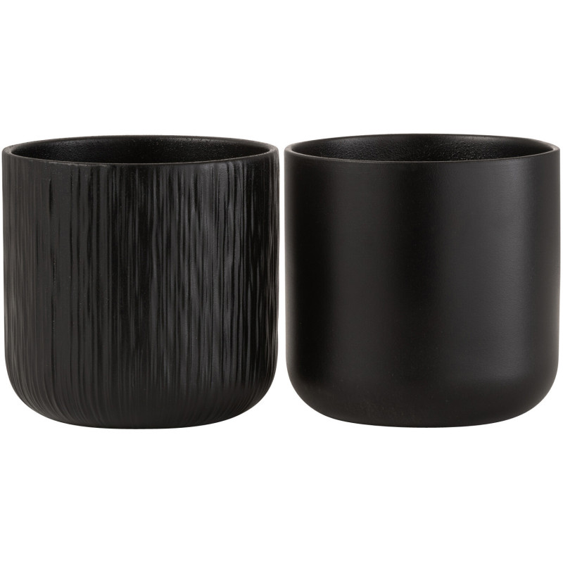 Cache-pot en Céramique Noir Gen Diamètre 15 cm (Lot de 2) - 1