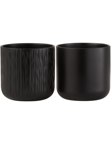 Cache-pot en Céramique Noir Gen Diamètre 15 cm (Lot de 2) - 1
