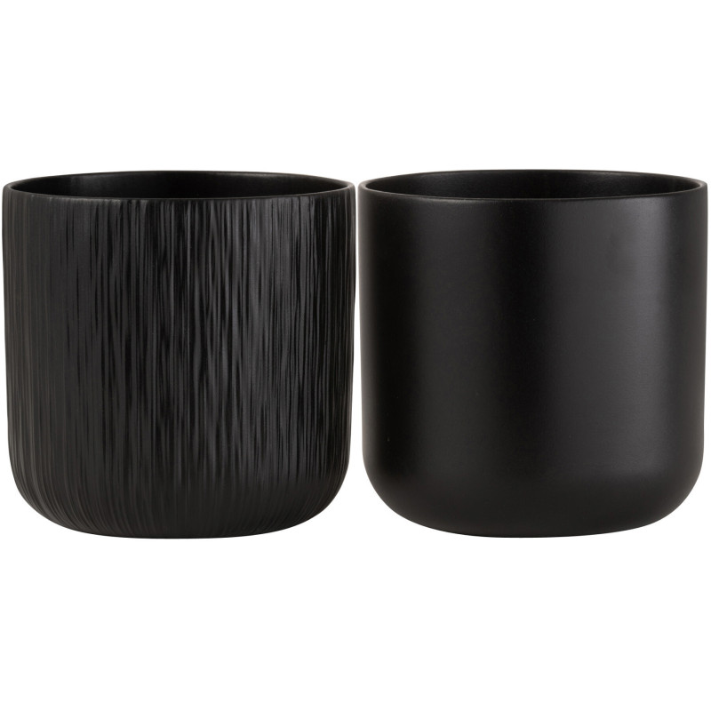 Cache-pot en Céramique Noir Gen Diamètre 18 cm (Lot de 2) - 1