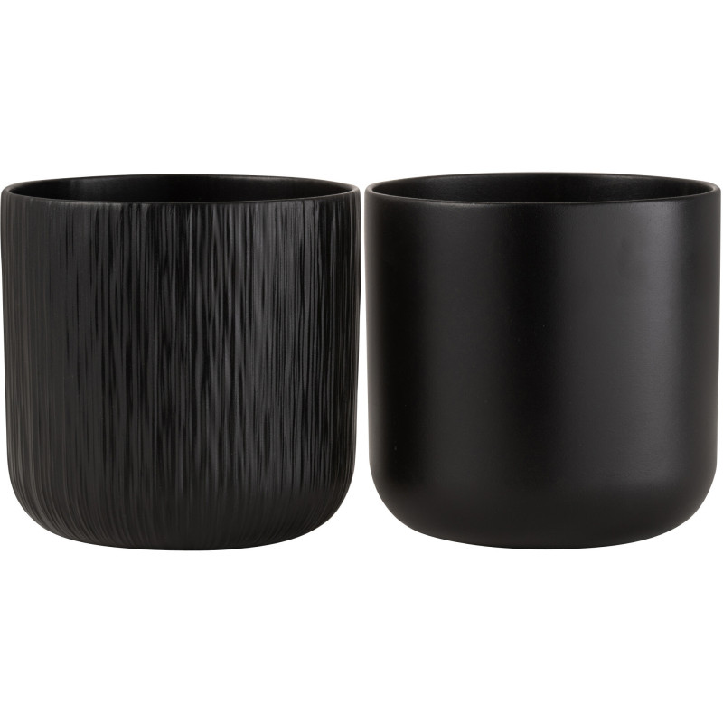 Cache-pot en Céramique Noir Gen Diamètre 20 cm (Lot de 2) - 1