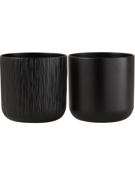 Cache-pot en Céramique Noir Gen Diamètre 20 cm (Lot de 2) - 1