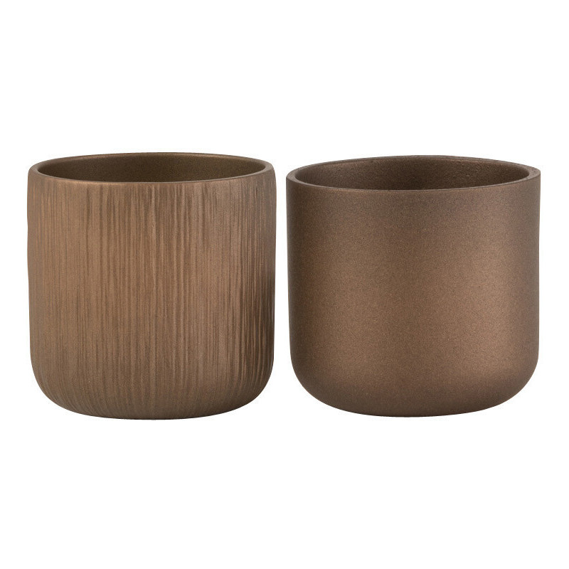 Cache-pot en Céramique Cuivré Gen Diamètre 7 cm (Lot de 2) - 1