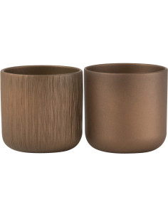 Cache-pot en Céramique Cuivré Gen Diamètre 11 cm (Lot de 2) - 1