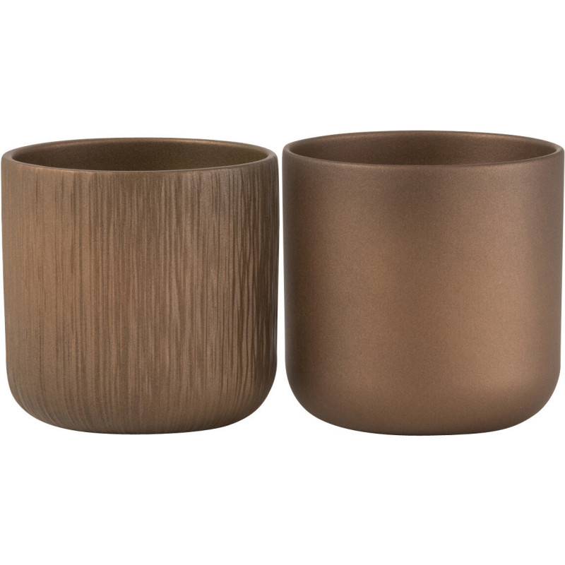 Cache-pot en Céramique Cuivré Gen Diamètre 11 cm (Lot de 2) - 1