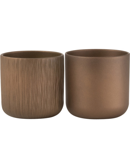 Cache-pot en Céramique Cuivré Gen Diamètre 11 cm (Lot de 2) - 1