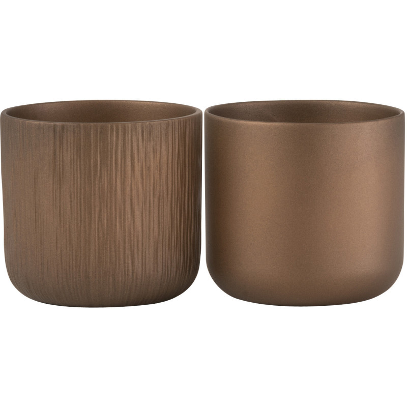 Cache-pot en Céramique Cuivré Gen Diamètre 13 cm (Lot de 2) - 1