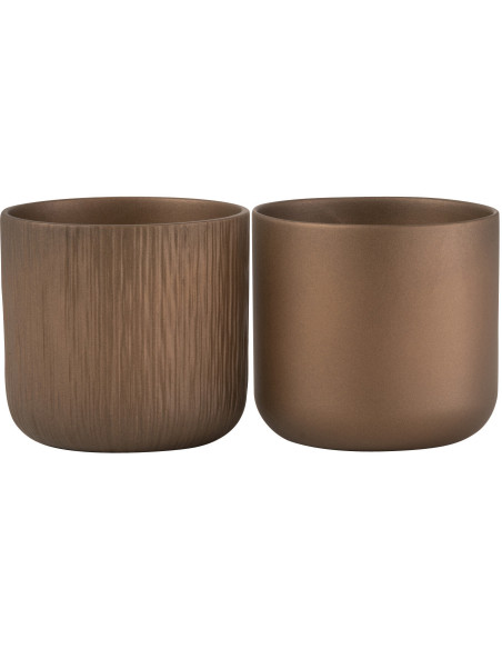 Cache-pot en Céramique Cuivré Gen Diamètre 13 cm (Lot de 2) - 1
