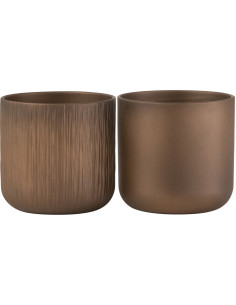 Cache-pot en Céramique Cuivré Gen Diamètre 15 cm (Lot de 2) - 1