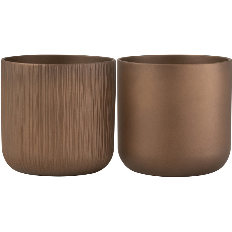 Cache-pot en Céramique Cuivré Gen Diamètre 18 cm (Lot de 2) - 1