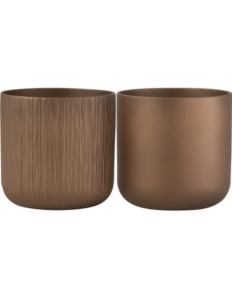 Cache-pot en Céramique Cuivré Gen Diamètre 20 cm (Lot de 2) - 1