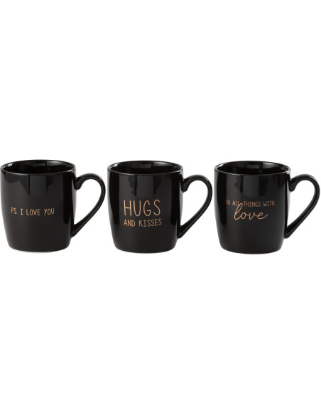 Mug Amour en Céramique Noir Doré (Lot de 3) - 1