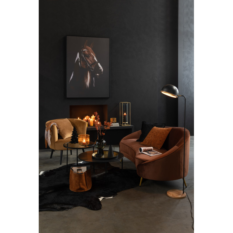 Lampadaire sur pied Évi en Métal Noir Bois Naturel - 2