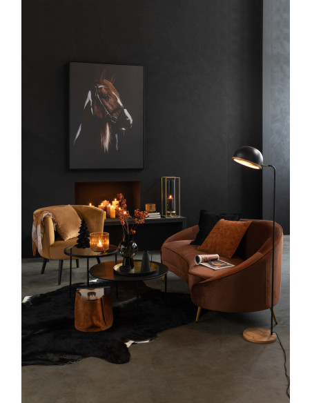 Lampadaire sur pied Évi en Métal Noir Bois Naturel - 2