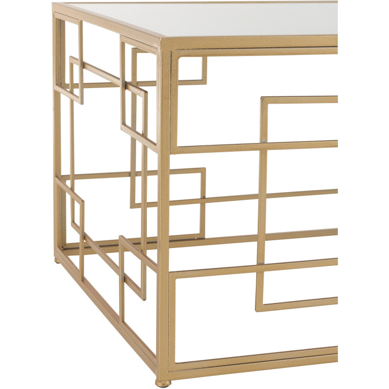 Table basse Rectangulaire Rami en Métal Doré Verre - 4