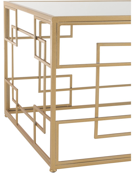 Table basse Rectangulaire Rami en Métal Doré Verre - 4