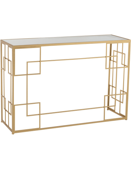 Console Rectangulaire Rami en Métal Doré Verre - 1